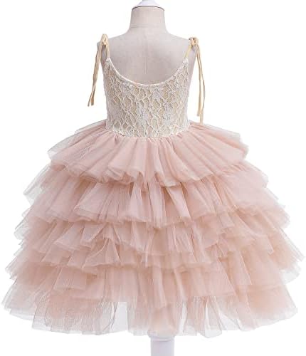 Nileafes Девојче колено фустан со чипка памук памук летни фустани за девојчиња 2-7 години