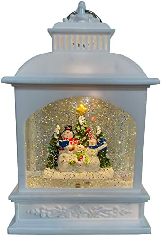 Осветлен снежен глобус Божиќен фенер, батерија управувана од снежен глобус фенер, Божиќен украс осветлен со семејна сцена на Снегун
