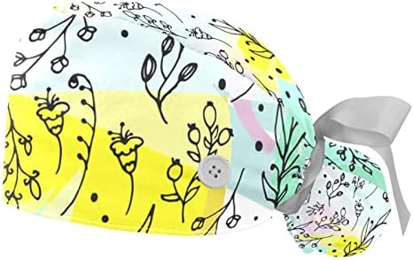 2 парчиња слатки цртани печурки со цветни срца птици кои работат капа со копчиња и лента со лента за жени