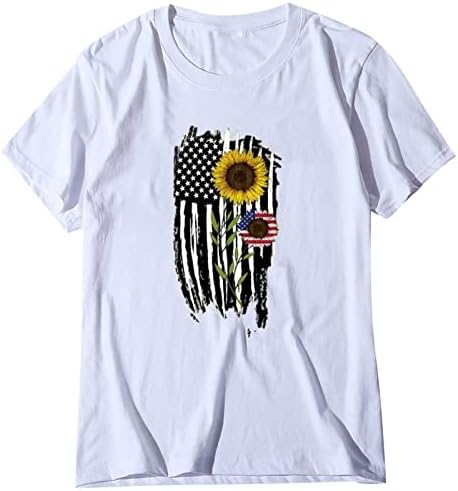 2023 летни маички врвни за жени на 4-ти јули патриотски маици околу вратот Цврст случајни влезови Ден на независност