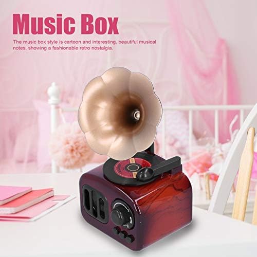 Музичка кутија Natudeco Преносна музичка кутија грамофон во форма на музичка кутија за домашна дневна соба коридор спална соба ретро стерео аудио