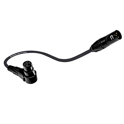 Балансиран XLR кабел машки и десен агол женски - 1,5 стапки црна - про конектор за микрофон со 3 пини за звучници со напојување, аудио