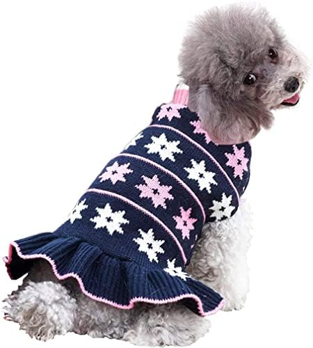 Џемпер за кучиња, фустани за кучиња за мали кучиња желка за џемпери од мачка со мачки трикотажа есен зимски палто топло симпатично куче облека