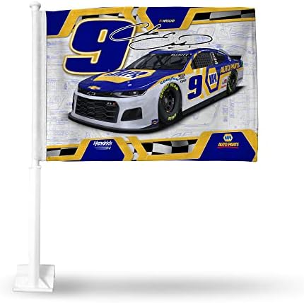Rico Industries NASCAR двострано знаме на автомобилот - 16 x 19 - силен пол што се закачува на автомобил/камион/автомобил