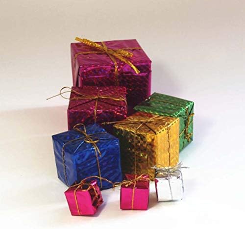 Кутии за декорација 72 парчиња минијатурни новогодишни кутии со мали подароци со златна жица висечки украси за украси кутии кутии украс забава