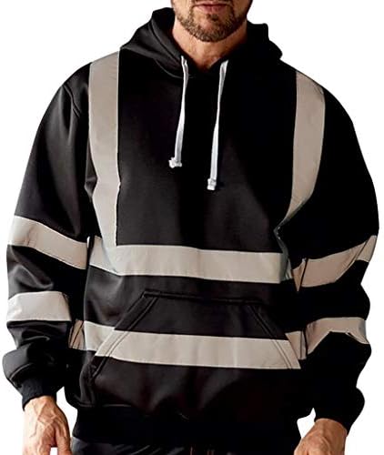 Менс рефлектирачки худи со худи hi vis работна облека пулвер скокач работа со качулка за џемпери безбедносни врвови на врвови со висока