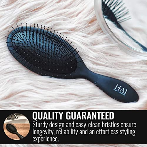 HAI Dentangler - Премиум четка за мазнење за влажна или сува коса со 4 свилени, ден и ноќни врски за коса
