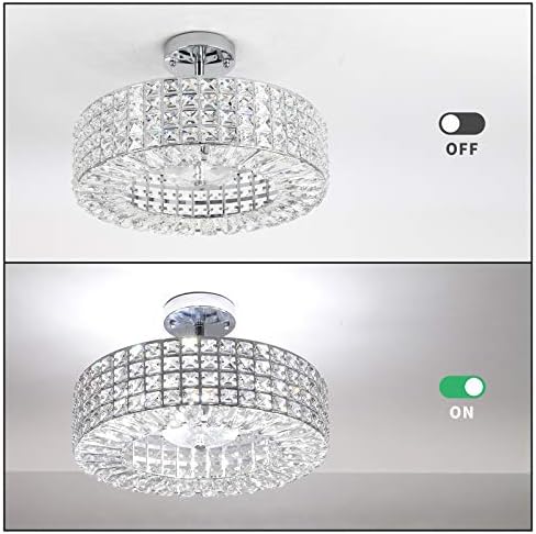 Зироплус модерно кристално полу -пламен монтирање со 5 светла, модерна таванска светлина за ходник, кујна, трпезарија, дневна соба G9 сијалица