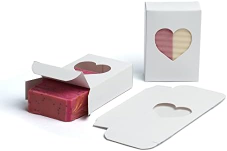 50 Cyp Kraft Heart Window Soap Box - Домашна пакување сапун - сапун за правење материјали - направени во САД! - 50 пакет
