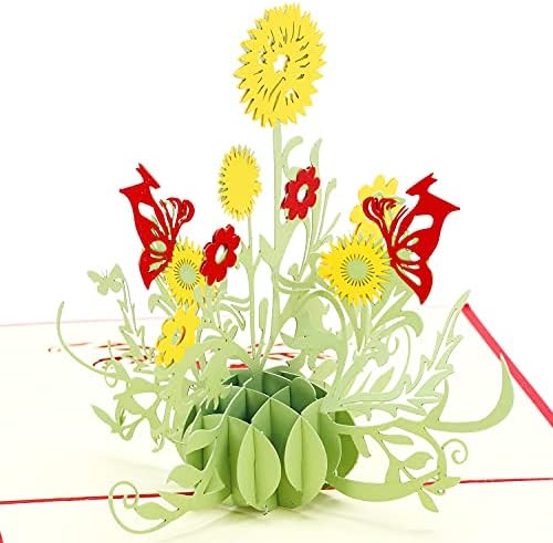 Chictie Flowers Pop Up Cards, 3D Pop -Up Felest Card, пеперутки скокачки картички, размислување за вас картичка - Ден на мајки, ден на вinesубените,