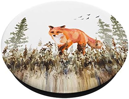 Црвена лисица акварел Природа од шума од шума животни Popsockets PopGrip: Заменлива зафат за телефони и таблети