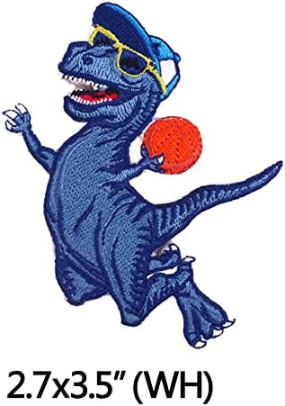 1 парчиња кошарка диносаурус лого железо на шиење на високо-везена лепенка за јакни ранец фармерки и облека значки за знак на знак за аплициски
