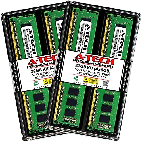 A -Tech 32GB комплет меморија RAM меморија за Dell Precision T1700 - DDR3 1333MHz PC3-10600 ECC Unbuffered UDIMM 2RX8 1.5V - сервер