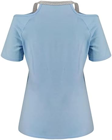 Xiloccer Симпатични кошули за жени летни v вратот од рамото печати кратки ракави маички врвна блуза