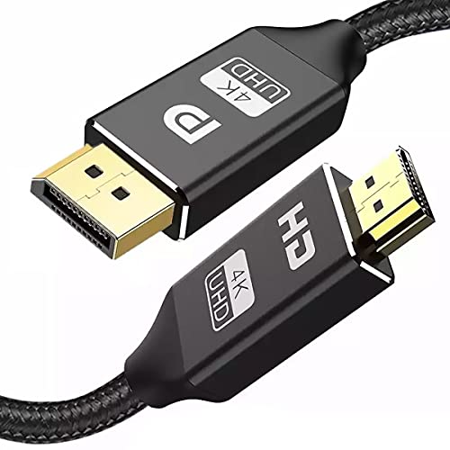 DP до HDMI кабел 1.5M/4.9FT, компјутер до ТВ лаптоп монитор Проектор за пренесување на екранот за трансфер на екранот за пренесување