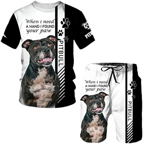 Ротвејлер куче 3Д печатење маици шорцеви одговараат на машка кул кратка ракава спортска облека поставена машки/женски летен моден сет