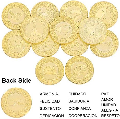 Tingku Gold Arras de Boda de Oro Arras Para boda свадбени монети поставени за церемонија свадба Архае монета со држач за таблички - шпански