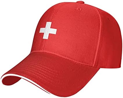 UDTXMPE Швајцарското Знаме Капа Мажи Жени Мода Бејзбол Шапка Камионџија Капи Црна Sunhat