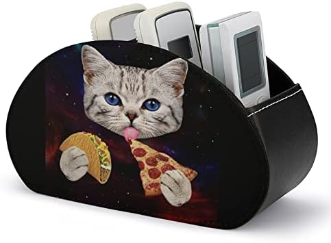 Вселенска мачка со тако и пиво за далечински управувач за држач за пенкало Пу кожа далечински кади декоративно биро за складирање контејнер