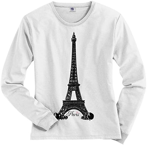 Threadrockенска женска Ајфелова кула Париз Франс маица со долг ракав