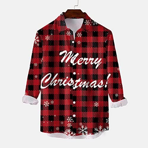 Zddo Среќен Божиќ за мажите со долги ракави со долги кошули надолу, Божиќ, Дедо Мраз, печатено куглање кошула, дизајнер на забава,