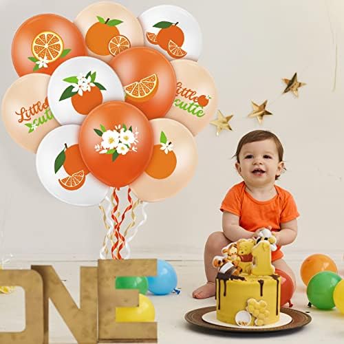 45 парчиња малку кутии за бебиња за туширање 12 инчи мангарински тема балони портокалови жолти бели латекс балони за роденденска