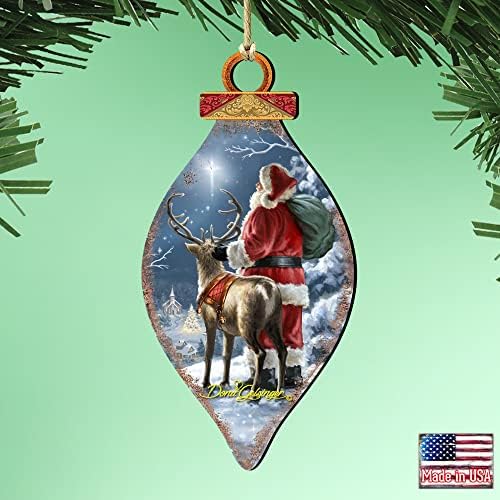 Starry Night Santa Cone Дрвени украси сет од 2 од Гелсингер 8041119-16 - Дизајнекратија