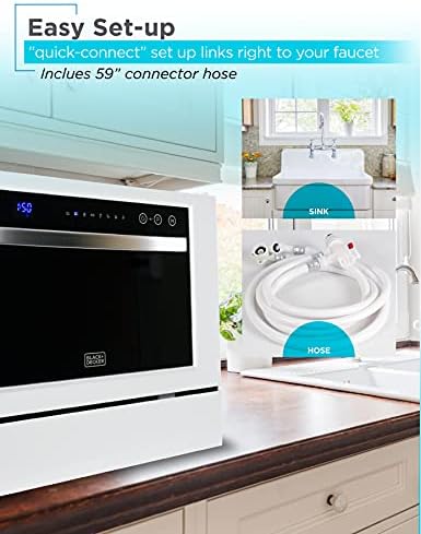 Црна+Decker BCD6W Компактна машина за миење садови, 6 места за 6 места, бело
