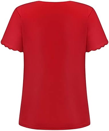 ДОПОКК кошули за жени летни класични кошули Краток ракав плус големина работа лабава вклопена V вратот ребрат истегнување на блузи со блузи