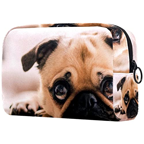 Торба За Тоалет Козметичка Шминка За Патување Организатор Торбичка За Перење Торбичка Со Патент Куче Животински Мопс За Додатоци За Патување