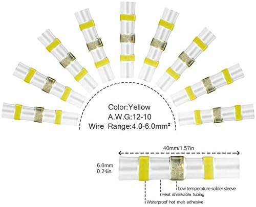 Fansipro Топлина Смалуваат Лемење Ракав Конектор Електрична Жица Терминали Задник Стегање Сет, 0,5-4 ММ, Сина + Црвена + Жолта
