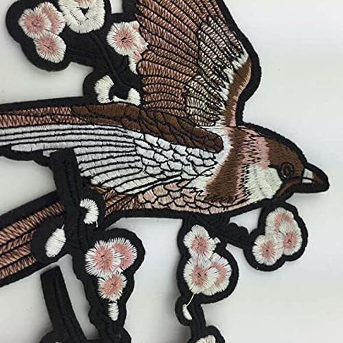 Птица од ореви, извезени закрпи од железо на шиење перки за облека за апликација за вез за занаетчиство занаетчиски занаети