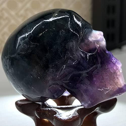 Кристал череп кристали и лековити камења Природна виолетова флуоритна рака врежан кристален череп кварц полирани фигурини примероци