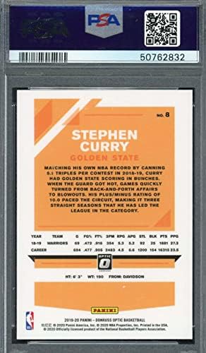 Стивен Кари 2019 Панини Донрус Оптичка кошаркарска картичка #8 оценета PSA 10