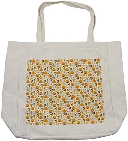 Торба за купување на пчели Амбесон, среќна насмеана бумска пчели тема со тегли со мед и букет сончогледи, еко-пријателска торба за еднократно за