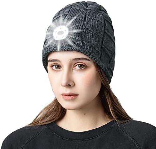 Ватирана капа ново отворено капаче за трчање ноќно осветлување LED предупредување светло топло плетено капаче за глава, кадифен капа канцеларија омраза