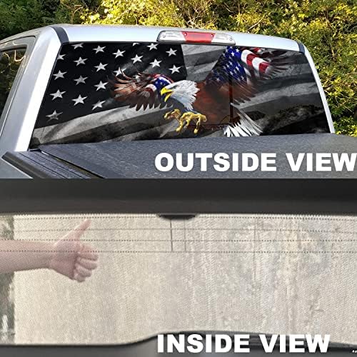 NPVU Американско знаме орел заден прозорец за заден прозорец за камион, црно знаме заден дел од декорацијата, американско знаме за знаме