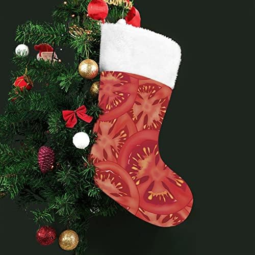 Домат вегански Божиќни чорапи за порибување со кадифен камин што виси за Божиќно дрво
