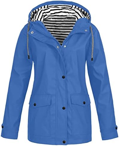 Uodsvp женско палто цврста дожд јакна на отворено плус водоотпорен качулки за ветерници за ветерници