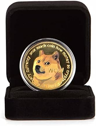 Златна догекоин монета Доге комеморативна монета Крипто валута 2021 Ограничено издание колекционерска монета со куќиште за прикажување