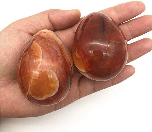 Binnanfang AC216 1PC Голема големина Природно црвено портокалово карнелијански агат јајце во форма на јајце полирани камења Природни камења