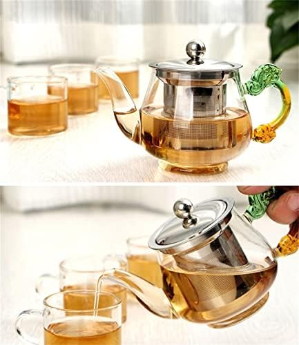 LDCHNH 350mL рачно изработена чајник со филтер отпорен на топлина стаклен чај сад инфузер челик котел чај садови
