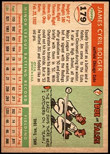 1955 Топпс 179 Jimим Болгер Чикаго Cubs VG/Ex Cubs