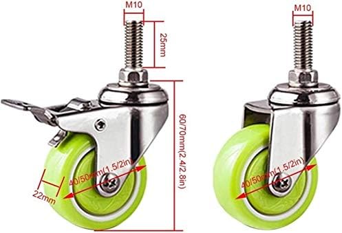 Hjrd Тркала За Тркала, 4Pcsnitureers 1.5/2nchors Тешки Вртливи Зелени Тркала за Сопирање/со Сопирачка/2In