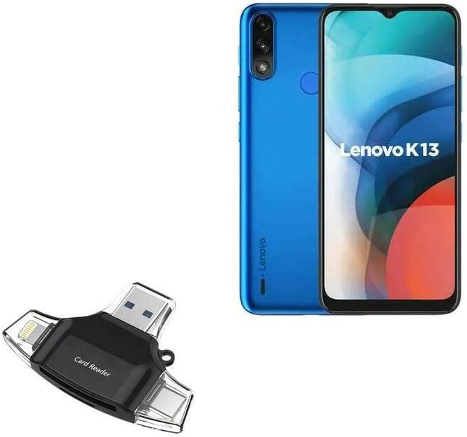 Boxwave Smart Gadget компатибилен со Lenovo K13 - читач на картички AllReader SD, MicroSD картички SD Compact USB за Lenovo K13 - Jet Black