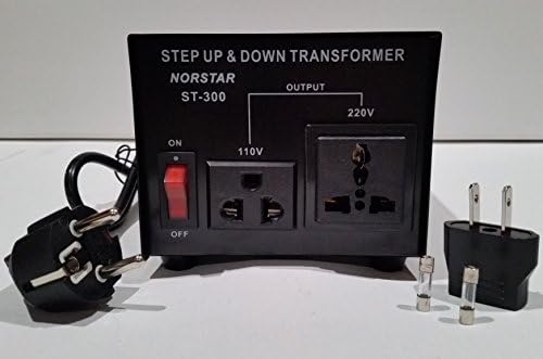 Norstar 300 вати чекор нагоре и надолу конвертор на напон на напон - 110-120 волт - 220-240 волт, двонасочен напонски трансформатор со заштита