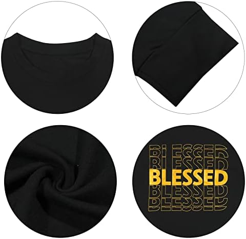 Единствена блажена џемпер за жени со буква печати лесен благодарен на благодарноста на врвовите на блузата