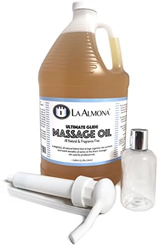 Ла Алмона - Крајно масло за масажа на Глајд, 1 галон со пумпа за дистрибуција и шише 4oz
