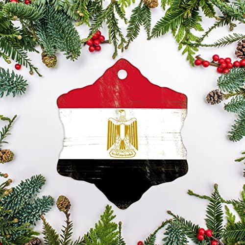 Национално знаме Божиќни украси од дрво Египет керамички украс уметнички дела украси модерни 3 инчи Божиќни украси за семеен пријател