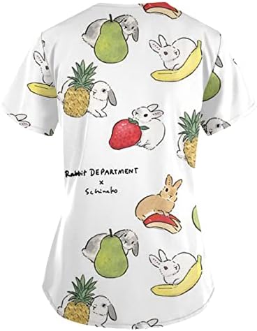 Велигденски кошули за жени со кратки ракави Туника маици o вратот лабави врвови кошула трендовски симпатична зајаче графичка блуза маички